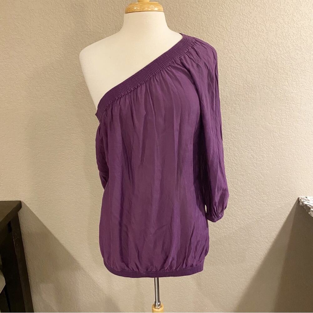 Sisley Purple One Shoulder 3/4 Sleeve Blouse Top Women’s Medium